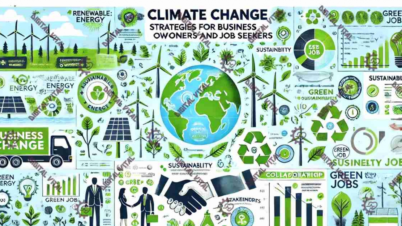 climate change, career development, sustainable careers, green jobs, business strategy, job seekers, sustainability, environmental impact, infographic