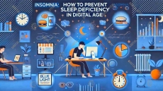 insomnia, digital age, infographic, blue light exposure, electronic devices, sleep deficiency, physical exercise, poor diet, better sleep, health solutions, digital health